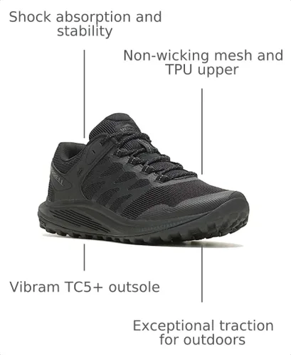 Vista 3 de Merrell Nova 3 Low Tactical - Zapatos de senderismo para hombre, ancho ancho Negro/Carbón