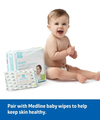 Vista 3 de Medline Pañales desechables de alta calidad, absorbentes y ultrasuaves para pieles delicadas, talla 3 (16-28 libras), 200 unidades (8 paquetes de 25)