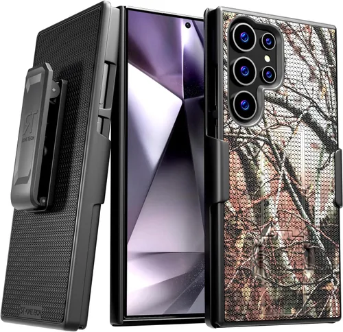 Vista 9 de Funda diseñada para Samsung Galaxy S23 Ultra con funda de clip para cinturón, funda con función atril, color negro