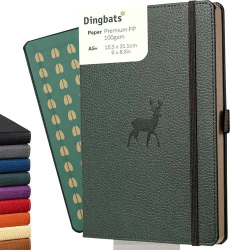 Vista 22 de Dingbats* Cuaderno de Escritura con Líneas de Vida Silvestre A5 - Tapa Dura de Cuero Vegano - Ideal para Trabajo, Viajes - Bolsillo, Cierre Elástico