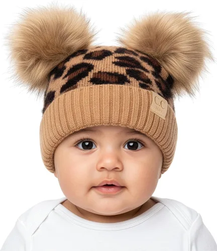 Vista 41 de Funky Junque Gorro de invierno con doble pompón para bebé de 0 a 12 meses, bonito gorro de punto acogedor para clima frío Patrón de tejido