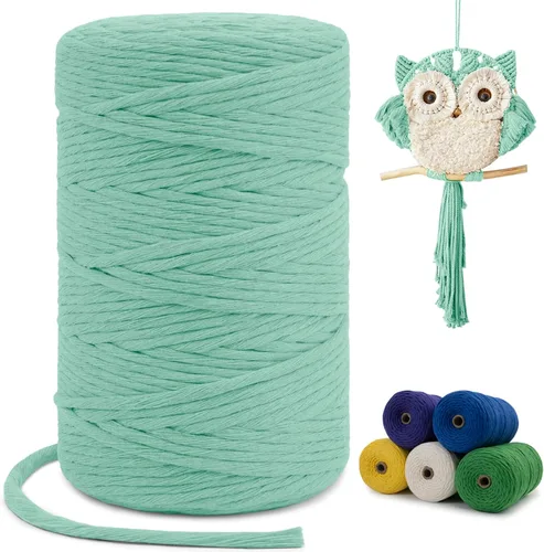 Vista 14 de Cuerda de macramé de una sola hebra de 0.197 in x 110 yardas, cuerda de macramé de algodón natural de 0.197 in, cuerda de algodón grueso para colgar