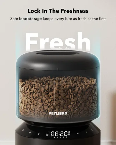 Vista 2 de PETLIBRO Comedero automático para gatos, dispensador de alimentos secos Negro