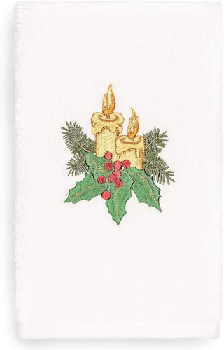 Vista 13 de Toalla de mano bordada de lujo 100% algodón turco, racimo de acebo de Navidad