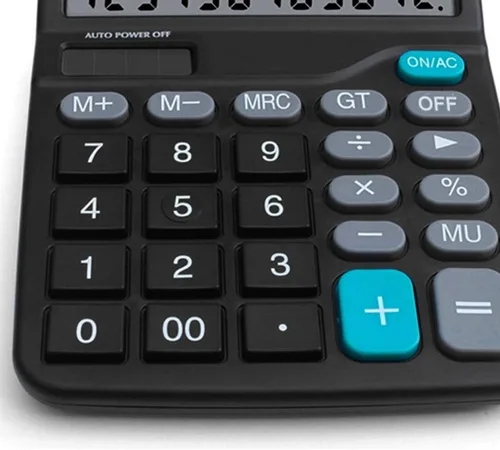 Vista 2 de Calculadora Pantalla de 12 dígitos Batería solar de doble potencia financiera dedicada gran función estándar de escritorio Calculadora de negocios