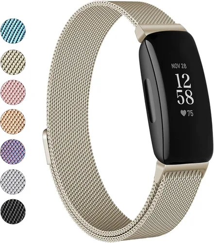 Vista 8 de Vanjua Correa de repuesto de malla metálica de acero inoxidable ajustable para Fitbit Inspire 2 / HR / Fitness Tracker (S, negro)