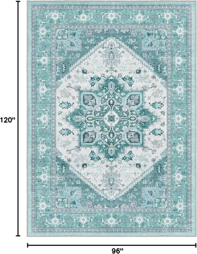Vista 326 de OPPODREAM Alfombras suaves, pequeñas y lavables con parte trasera antideslizante, alfombra de cachemira sintética de pelo bajo, 2 x 3 pies, azul