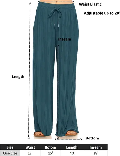 Vista 39 de Pantalones Palazzo para mujer, pantalones culottes sólidos y a rayas