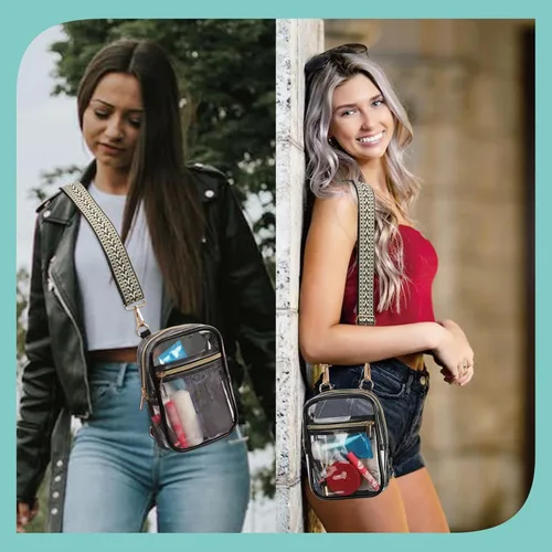 Vista 22 de Bolso cruzado aprobado por estadios para mujer, bolsa transparente para estadios para eventos deportivos, conciertos