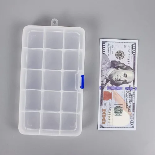 Vista 3 de Qualsen Organizador de 15 cuentas con divisores ajustables (paquete de 4), organizador de caja de aparejos y pequeña caja organizadora de plástico