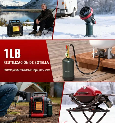 Vista 3 de CALPOSE Manguera adaptadora de repuesto de propano de 3 pies con medidor y válvula de control de encendido/apagado, manguera de recarga de propano