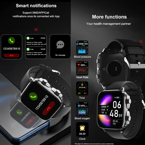 Vista 5 de Tuanzi T22 - Reloj inteligente 2 en 1 de 1.83 pulgadas con auriculares TWS inalámbrico Bluetooth Combo Bluetooth Llamada Bluetooth Frecuencia