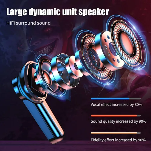 Vista 4 de Auriculares inalámbricos para juegos con micrófono accesorios geniales para juegos cancelación de ruido auriculares intrauditivos Bluetooth de 65 ms