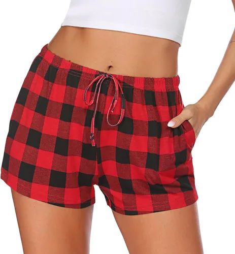 Vista 19 de Ekouaer - Pantalones cortos de pijama para mujer con bolsillos elásticos y tira elástica, para dormir, con cordón Negro
