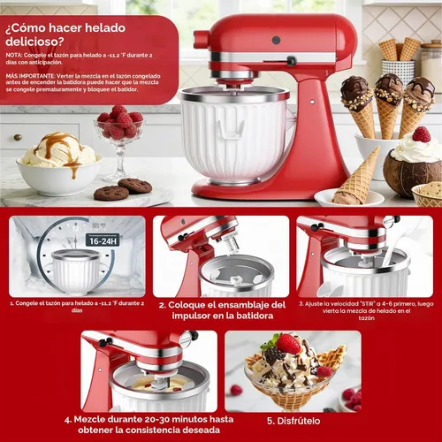 Vista 2 de Accesorio para hacer helados para batidora de pie KitchenAid Blanco