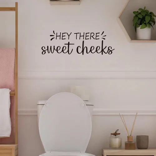 Vista 3 de Vancetyno Hey There Sweet Cheeks - Calcomanías de vinilo para baño, decoración de baño