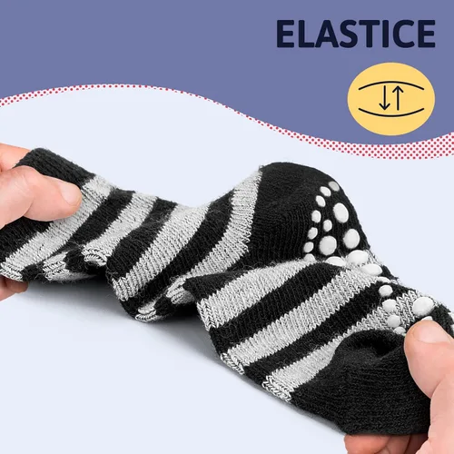 Vista 5 de Sosenfer Calcetines antideslizantes para niños pequeños con pinzas, 5-10 pares de calcetines antideslizantes para bebés de 1 a 7 años, hechos