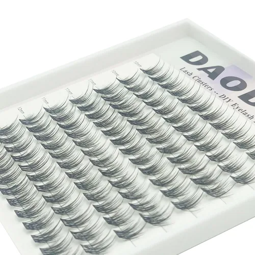 Vista 6 de DAODER Extensiones de pestañas cortas en racimo de aspecto natural, 96 unidades de 0.35-0.47 pulgadas, extensiones de pestañas rizadas C