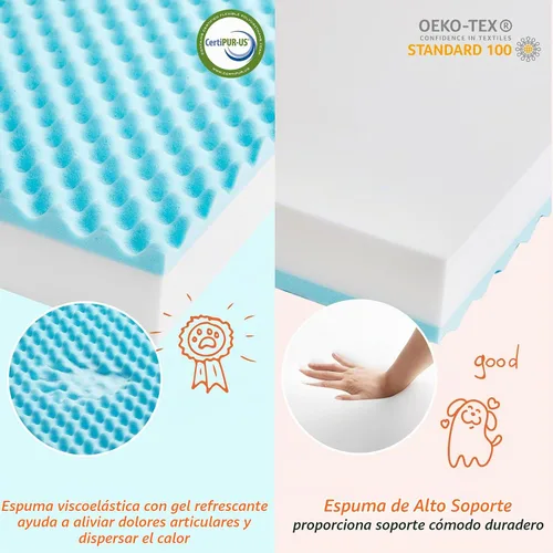 Vista 3 de EHEYCIGA Cama grande lavable para perros con espuma viscoelástica, 35 x 23 Gris