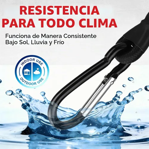 Vista 6 de 5 cuerdas elásticas de 24 pulgadas con ganchos de mosquetón, correas elásticas de goma resistentes, cuerda elástica con clips de mosquetón