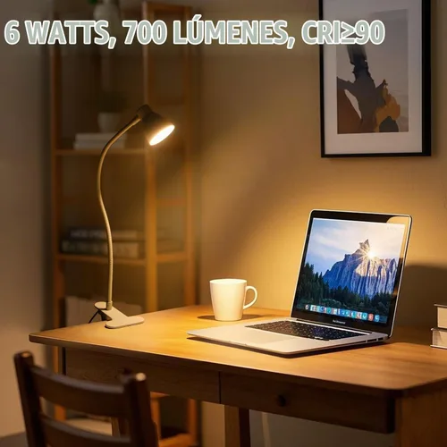 Vista 6 de Lámpara de lectura con clip de CeSunlight, lámpara de abrazadera para escritorio, 3000 – 6500K, temperatura de color ajustable, 6 modos