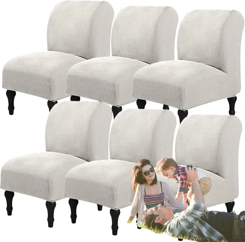 Vista 33 de Fundas elásticas para silla sin brazos, extraíbles y lavables, de elastano jacquard sin reposabrazos, protector de muebles para sala de estar, Verde