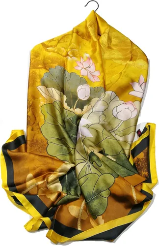 Vista 2 de Shanlin Bufandas largas de satén floral para mujer en caja de regalo