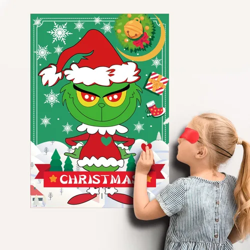 Vista 5 de Juegos de Navidad EMPOF - Pin The Heart Juegos de Manualidades Navideñas para Niños y Familias, Linda Decoración de Pared, Artículos de Fiesta