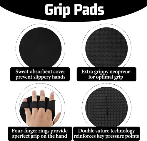 Vista 3 de Giantree 1 par de guantes de dominadas, guantes de elevación, almohadillas antideslizantes de neopreno para dominadas que sustituyen a los guantes