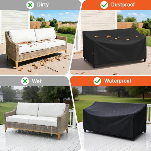 Vista 8 de Arcedo Fundas impermeables de 2 plazas para muebles de patio, resistente a la intemperie, funda de sofá para silla de exterior, 54 pulgadas de ancho