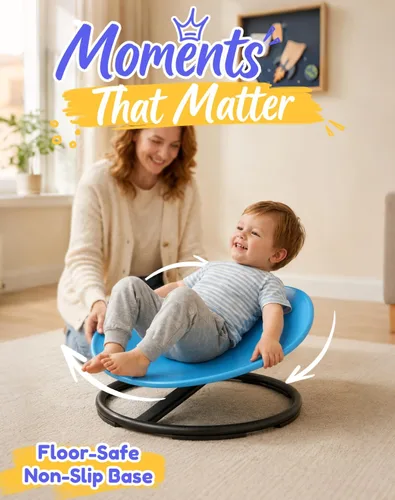 Vista 5 de Silla giratoria para niños autistas: juguete giratorio sensorial redondo, silla giratoria para niños con autismo, asiento giratorio sensorial