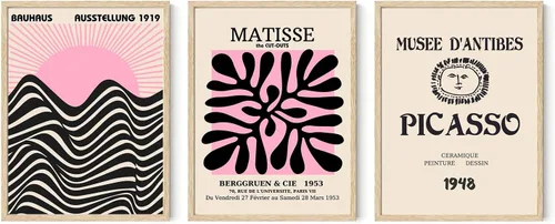 Vista 8 de Iknostine Juego de 6 impresiones artísticas de pared de artistas famosos Matisse abstractas de color verde, póster estético en lienzo con diseño