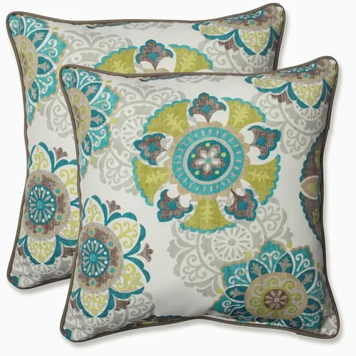 Vista 28 de Pillow Perfect Almohada decorativa floral para interiores y exteriores, relleno de felpa, resistente a la intemperie y a la decoloración, lumbar