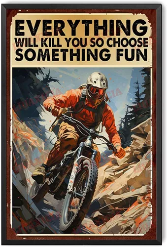 Vista 10 de Letrero de metal de estilo retro para motocicleta con texto en inglés "Choose Something Fun para sala de estar, dormitorio, Deccor" de 12 x 16