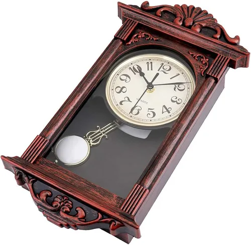 Vista 4 de jomparis Reloj de pared con péndulo, regalos para papá, regalos para papá para Navidad, reloj de pared retro de cuarzo decorativo, funciona