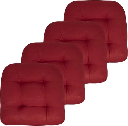Vista 63 de Sweet Home Collection - Cojines para silla de patio y exterior, almohadillas prémium con relleno grueso y cómodo de fibra, mechones, 19 x 19 Negro