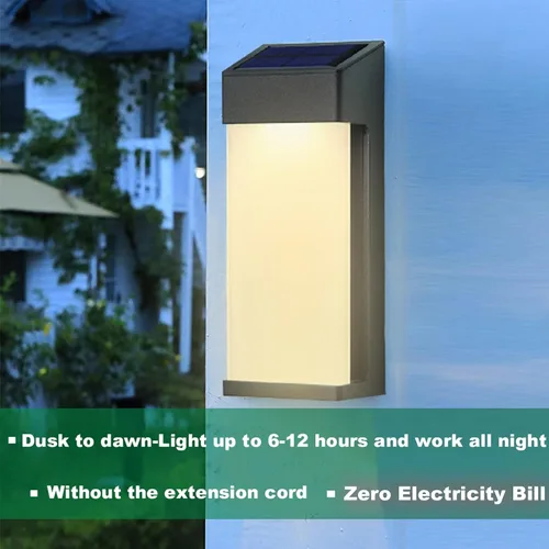 Vista 3 de iKenta Luces solares de pared para exteriores, sensor de anochecer a amanecer, luces de seguridad IP44, impermeables, luces de porche, luces