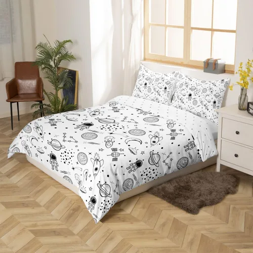 Vista 9 de Feelyou - Juego de funda de edredón con 2 fundas de almohada, de microfibra suave de poliéster, diseño de frutas de caricatura, individual y queen