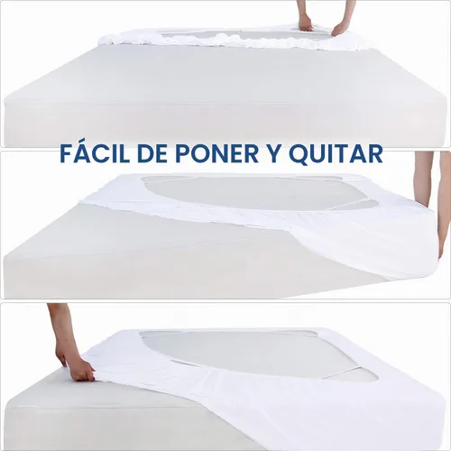 Vista 7 de Funda de somier, tamaño individual, falda de cama de 4 lados con envoltura Blanco