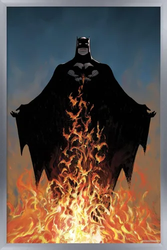 Vista 11 de Trends International DC Comics Batman - Póster de pared de fuego, 22.4 pulgadas de largo x 14.7 pulgadas, versión enmarcada de madera de granero