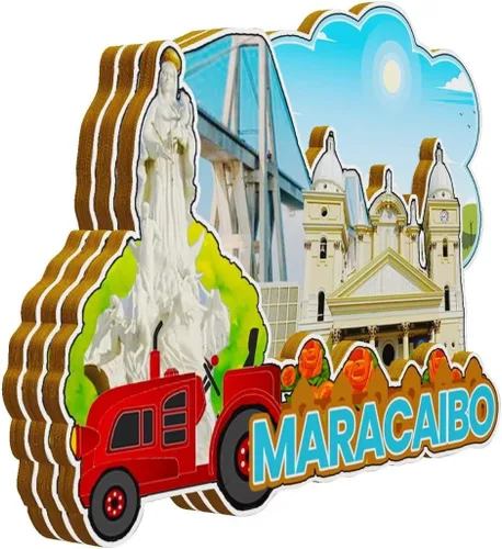 Vista 2 de Maracaibo Venezuela imán de nevera imán de madera 3D monumentos de viaje coleccionables recuerdos decoración hecha a mano -2155