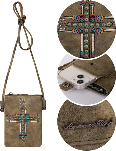 Vista 4 de Montana West Bolso cruzado para teléfono celular para mujer, bolso de hombro occidental con correa
