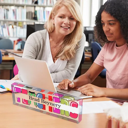 Vista 7 de Regalos para Maestros Placa de Nombre de Escritorio Personalizada para Aula Placa de Nombre Personalizada Letrero para Escritorios Placa