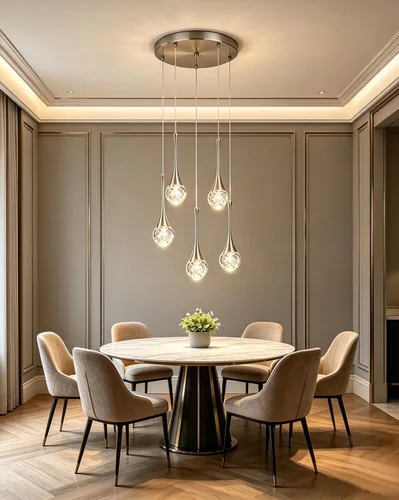 Vista 19 de Candelabro de 5 luces de cristal cepillado dorado, regulable, con forma de gota de lluvia, lámpara colgante en espiral ajustable de lujo