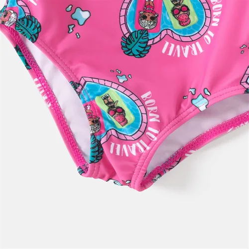 Vista 6 de L.O.L. Surprise! Mommy and Me - Traje de baño de una pieza con estampado de un hombro y volantes familiares a juego