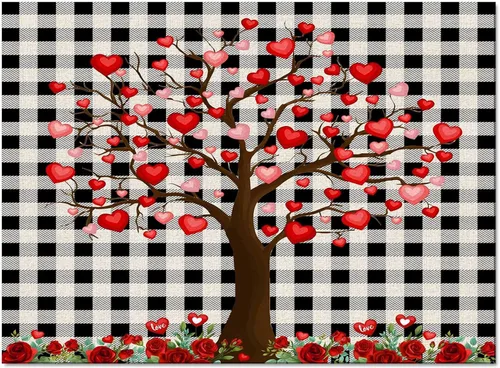 Vista 2 de Alfombra de área para interiores de 3 x 5 pies, alfombra antideslizante para el día de San Valentín para habitación de los niños, árbol de amor