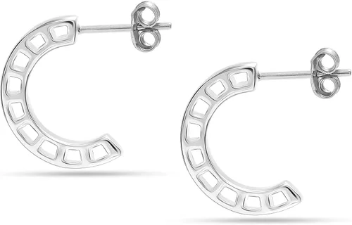 Vista 2 de LeCalla ALL Made of 925 Sterling Silver Jewelry SMALL C Hoops Italian Half Hoop Earrings for Women Teen