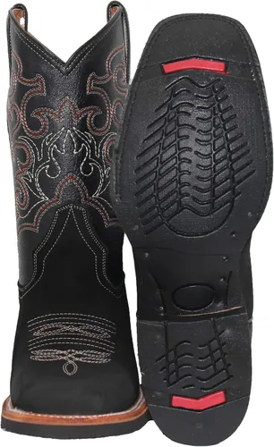 Vista 2 de Botas vaqueras de cuero para hombre con puntera cuadrada Western Rodeo
