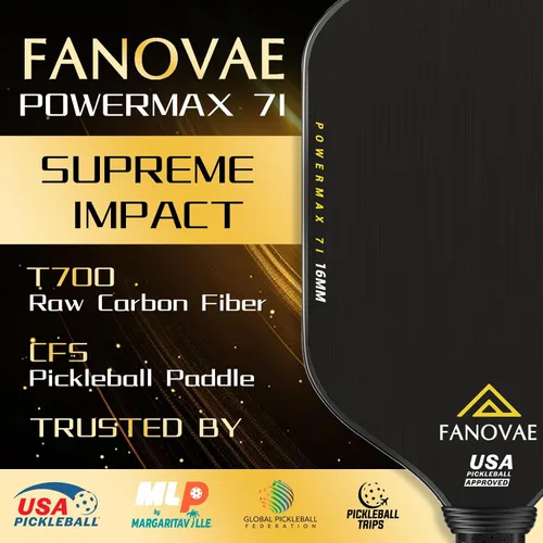 Vista 2 de Paleta de pickleball Fanovae, superficie de fibra de carbono T700 en bruto, pala de pickleball de fibra de carbono en bruto, CFS, diseñada