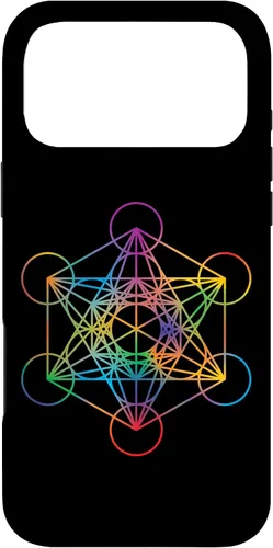 Vista 22 de iPhone 16 Geometría Sagrada Metatrón Cubo Chakra con Funda Geométrica